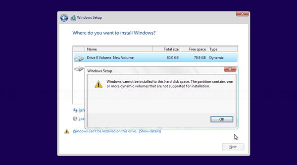 صورة لـ مشكلة Windows cannot be installed to this disk عند تثبيت ويندوز و كيف يمكن حلها | rsz_fix-cannot-install-windows-on-dynamic-disk-01-DzTechs