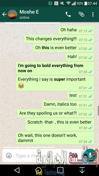 صورة لـ واتساب تضيف أدوات لتنسيق النص على أندرويد | AP-WhatsApp-DzTechs