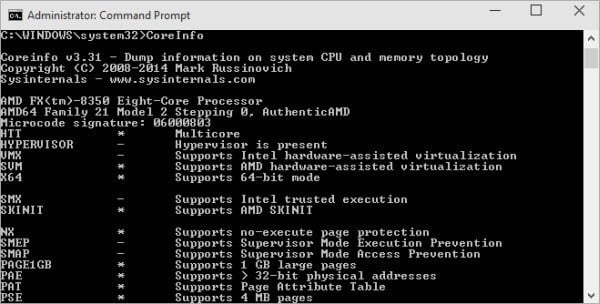 صورة لـ أداة CoreInfo من مايكروسوفت لمعرفة خصائص وامكانيات بروسيسور حاسوبك | CoreInfo-DzTechs