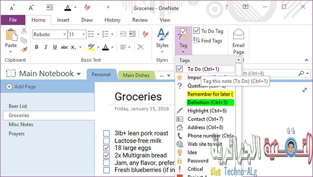 صورة لـ خصائص جديدة و مميزات ستحب وجودها في تطبيق OneNote | onenote-feature-custom-tags-DzTechs
