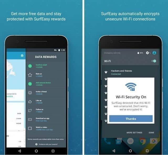 صورة لـ تطبيق SurfEasy Android لحماية خصوصياتك عند الاتصال بنقاط الواي فاي العامة | SurfEasy-Secure-Android-VPN3-DzTechs