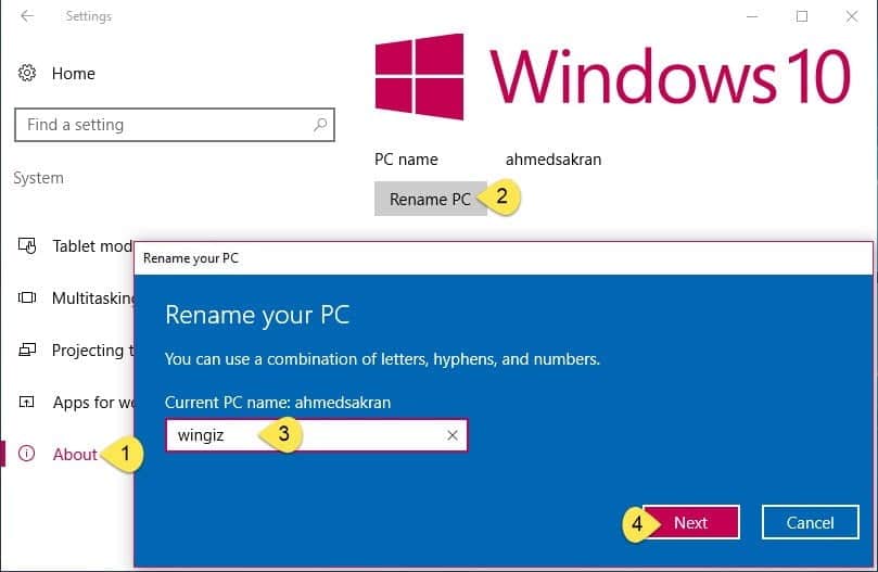 صورة لـ شرح كيفية تغيير إسم الكمبيوتر في الويندوز 10 بطريقتين مختلفتين | 6a7e0b87e7-DzTechs