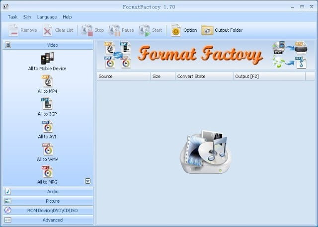 صورة لـ برنامج Format Factory لتحويل الصوتيات والفيديو والصور الى مختلف الصيغ | FormatFactory1-DzTechs
