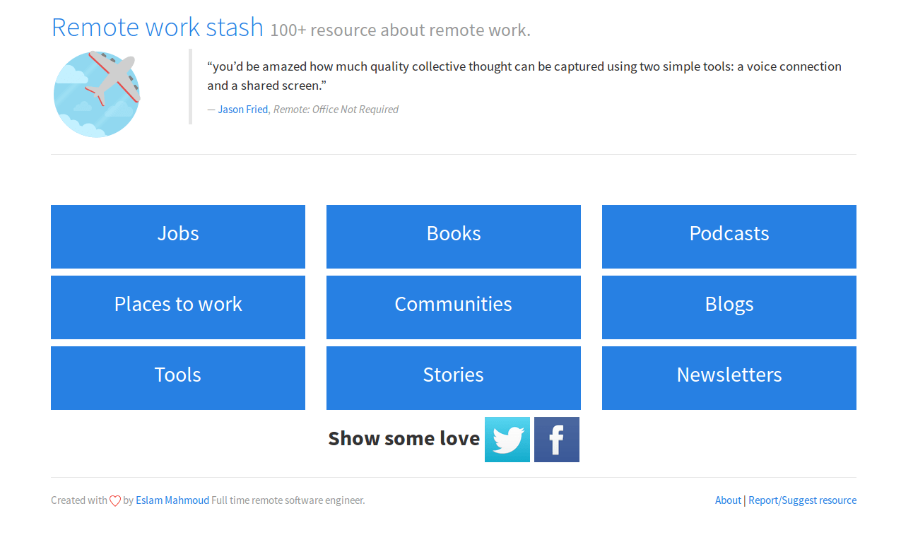 صورة لـ موقع Remote Work Stash متخصص في جمع مصادر مختلفة حول العمل عن بعد | Screenshot-from-2016-09-08-DzTechs