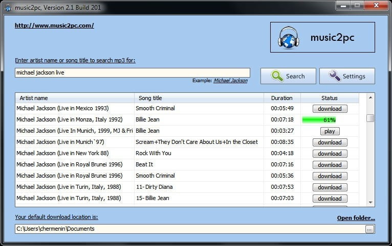 صورة لـ تطبيق music2pc للبحث عن الملفات الصوتية بصيغة MP3 وتحميلها بشكل مباشر | music2pc-DzTechs