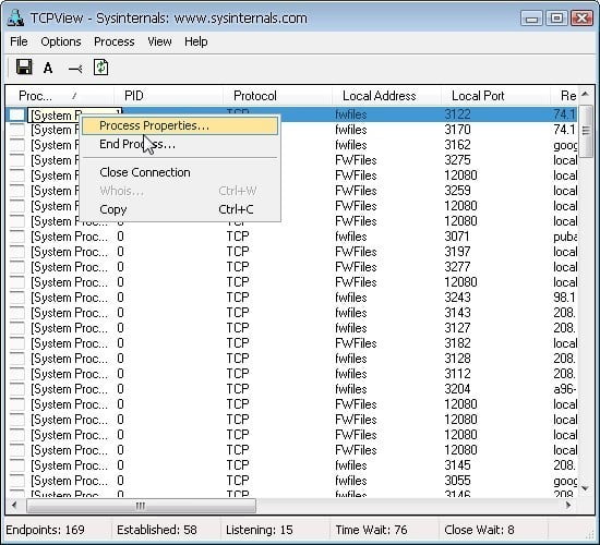صورة لـ معرفة وفحص البرامج التي تقوم بإستهلاك وإستخدام الانترنت علي الكمبيوتر | tcpview30-DzTechs