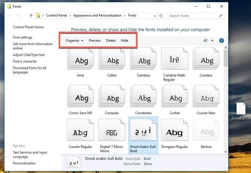 صورة لـ شرح كيفية إضافة خطوط جديدة الى الويندوز 10 وكيفية نسخها وحذفها | 17c800c2f7-DzTechs