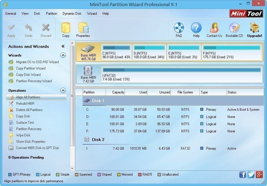 صورة لـ MiniTool partition wizard 9.1 professional لإدارة جميع أقراص الهارد ديسك باحترافية | 5ccc6e60728cb_pro-disk-management-menu-DzTechs