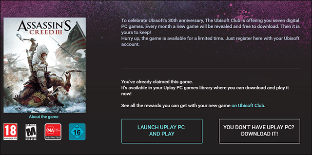 صورة لـ طريقة الحصول علي لعبة Assassin’s Creed 3 مجانا من Ubisoft | 545-DzTechs