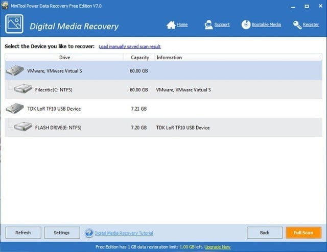 صورة لـ MiniTool Power Data Recovery 7 لاسترجاع جميع الملفات المفقودة | Select-the-device-min-DzTechs