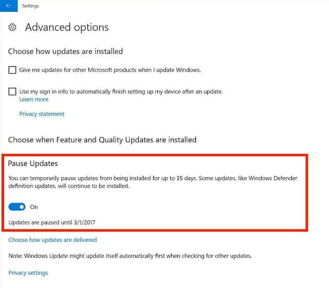 صورة لـ أفضل 10 ميزات وخصائص قادمة الى الويندوز 10 في التحديث الجديد | pause-updates-edit-min