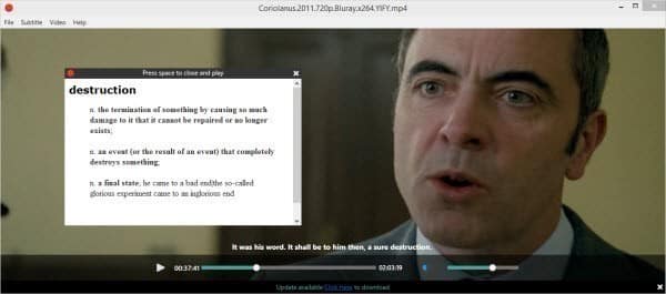 صورة لـ برنامج Medio لعرض شرح اي كلمة في ترجمة الفيلم بمجرد الضغط عليها | medio