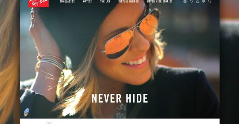 صورة لـ موقع يقدم لك خاصية تجريب جميع انواع النظارات باستعمال كاميرا هاتفك أو حاسوبك | rayban_website_dribbble_display_800