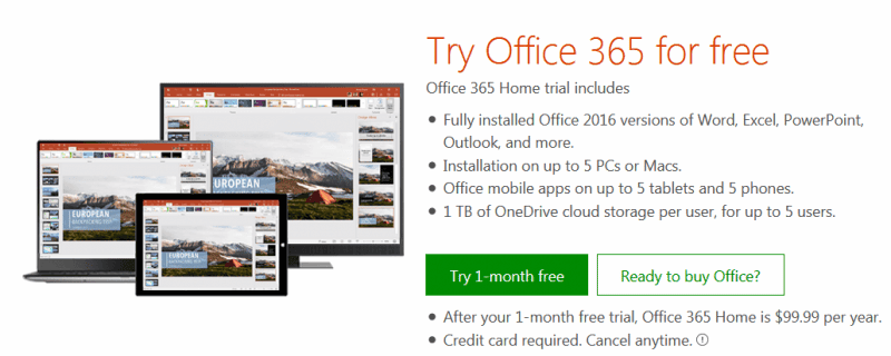 صورة لـ 6 طرق تُمكِّنك من استخدام حزمة Microsoft Office مجانًا | Free-Microsoft-Office-Office365-Trial-30-days-e1497258128876-DzTechs
