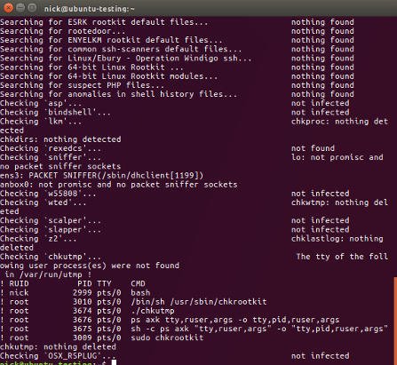 صورة لـ كيفية فحص نظام Linux الخاص بك للبحث عن الفيروسات و Rootkits | scan-chkrootkit-DzTechs