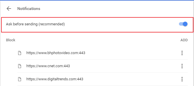صورة لـ كيفية منع مواقع الويب من طلب إظهار الإشعارات على جميع المتصفحات | Google-chrome-settings-disable-DzTechs