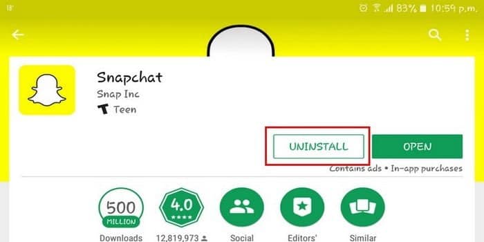 صورة لـ 10 تطبيقات شعبية على Android يجب إلغاء تثبيتها الآن للتخلص من مشاكلها | Uninstall-Snapchat-DzTechs