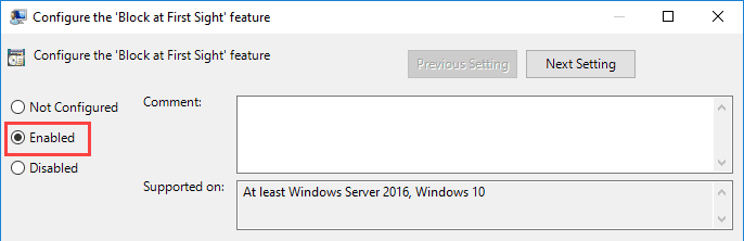 صورة لـ كيف يمكنك جعل Windows Defender أفضل لزيادة مستويات الحماية في Windows 10 | harden-Windows-defender-block-at-first-sight-policy-DzTechs