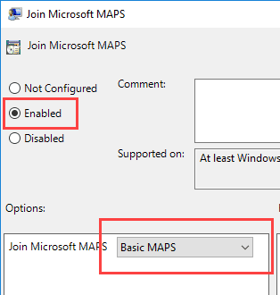 صورة لـ كيف يمكنك جعل Windows Defender أفضل لزيادة مستويات الحماية في Windows 10 | harden-Windows-defender-join-maps-policy-DzTechs