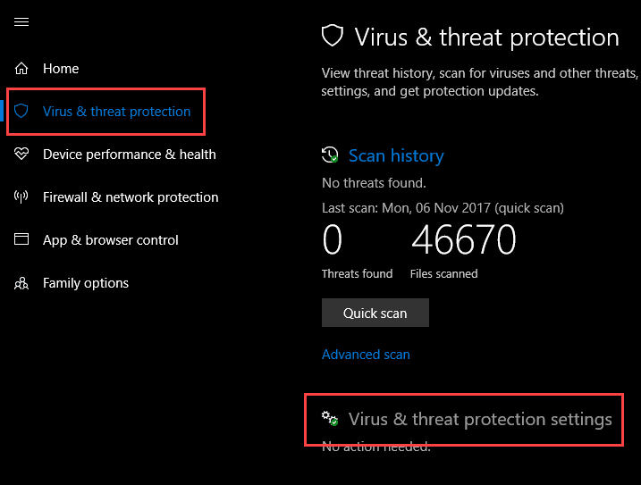 صورة لـ كيفية حماية ملفاتك ضد فيروسات الفدية من خلال ميزة التحكم في الوصول إلى المجلد في Windows 10 | controlled-folder-access-click-virus-threat-protection-settings-link-DzTechs