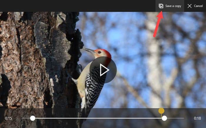 صورة لـ كيفية تقليم فيديو في ويندوز 10 دون استخدام أي من تطبيقات الطرف الثالث | trim-video-win10-select-save-a-copy-DzTechs