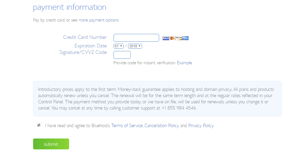 صورة لـ خصم حصري بموقع الإستضافة Bluehost يصل الى 66% لعروض Web Hosting | Payement+information-DzTechs