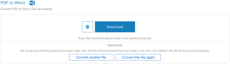 صورة لـ CleverPDF : المكان المميز لأدوات ملفاتPDF والتحويلات المختلفة بين الصيغ | cleverpdf-pdf-to-word-completed-DzTechs
