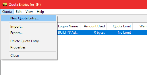 صورة لـ كيفية منع المستخدم من استخدام كل مساحة الهارد ديسك في الويندوز | win-storage-quota-limit-select-new-quota-entry-DzTechs