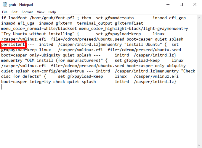 صورة لـ كيفية إنشاء USB قابل للتمهيد لـ Ubuntu في نظام Windows | create-bootable-ubuntu-usb-persistent-grub-cfg-x-DzTechs