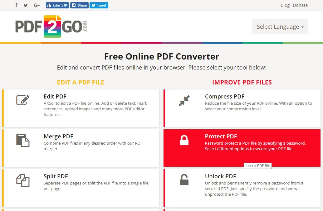 صورة لـ هل تقوم ببيع ملفات PDF على الإنترنت؟ إليك كيفية تأمينها | PDF2Go_site_homepage-DzTechs