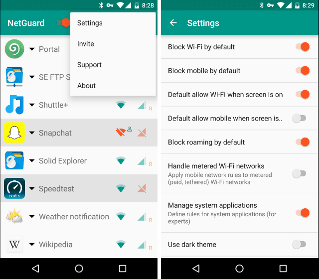 صورة لـ كيفية منع الوصول إلى الإنترنت لتطبيقات محددة على Android | NetGuard-3-DzTechs