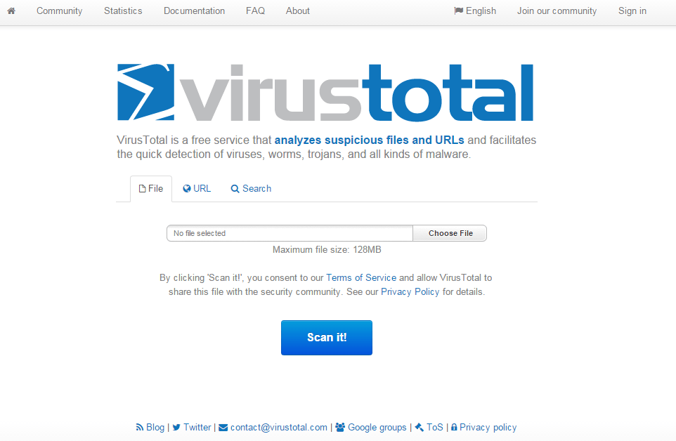 صورة لـ كيفية فحص الملفات و الروابط دون أي برامج مكافحة فيروسات مثبتة | Virustotal-1-DzTechs
