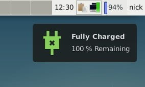 صورة لـ كيفية رصد ومراقبة استخدام بطارية الكمبيوتر المحمول في نظام Linux | battery-notification-charged-DzTechs