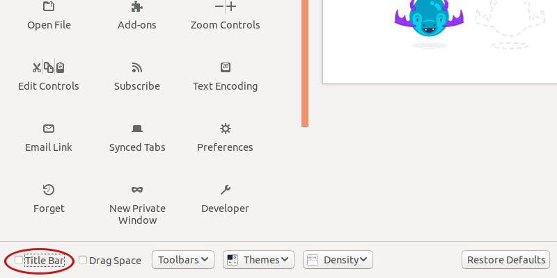 صورة لـ كيفية تمكين دعم CSD في إصدار Linux من فايرفوكس | ff-csd-title-bar-DzTechs