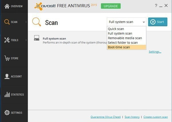 صورة لـ كيفية إزالة فيروس الاختصار من محركات الأقراص USB وأجهزة الكمبيوتر | Selecting-Boot-time-Scan-of-Avast-Premier-DzTechs
