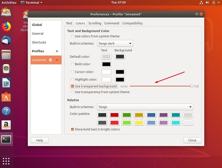 صورة لـ كيفية إضافة خلفيات إلى محطة Terminal في Linux | ubuntu-terminal-transp-DzTechs