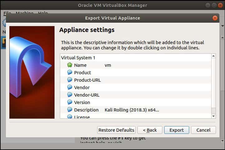 صورة لـ كيفية استيراد وتصدير ملفات OVA باستخدام Virtualbox | vbox-export-appliance-settings-DzTechs