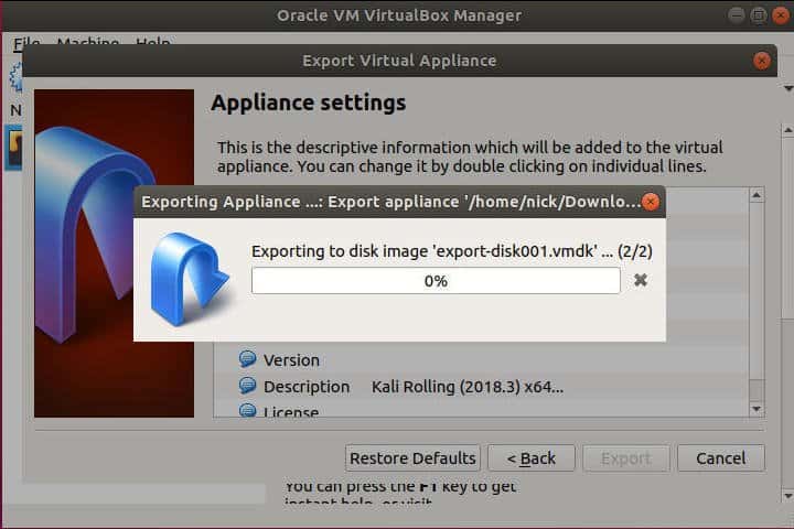 صورة لـ كيفية استيراد وتصدير ملفات OVA باستخدام Virtualbox | vbox-exporting-DzTechs