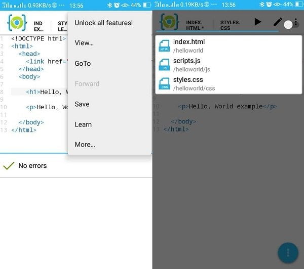 صورة لـ 5 من أفضل تطبيقات تحرير الأكواد الموصى بها لنظام Android | AIDE-Web-Screenshots-DzTechs