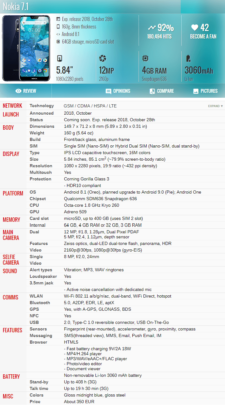 صورة لـ مراجعة عملية لهاتف Nokia 7.1 : مواصفات، مميزات و عيوب، سعر | Nokia+7.1-DzTechs