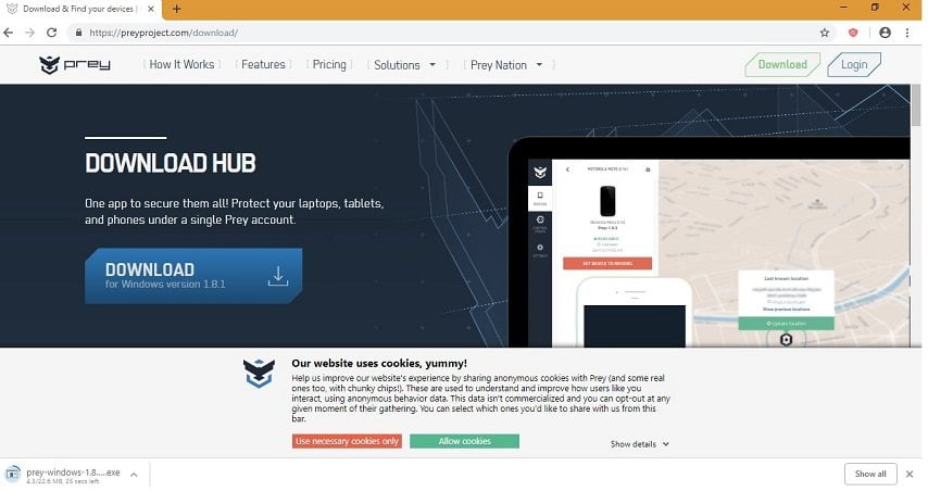 صورة لـ كيفية مسح بيانات الكمبيوتر المحمول الخاص بك عن بعد | PreyProject-Website-Homepage-DzTechs