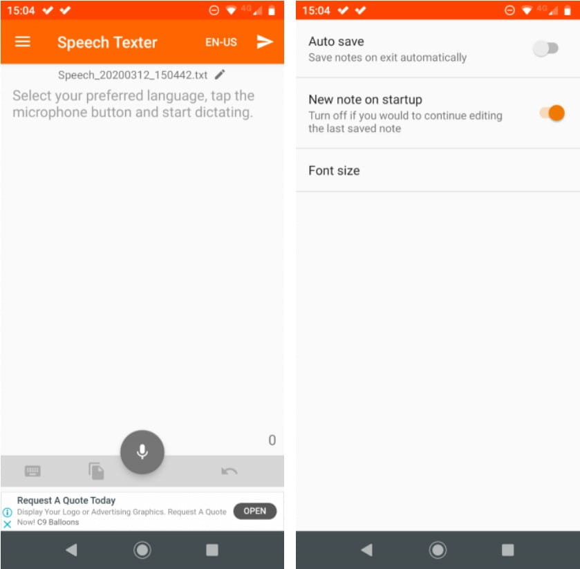 صورة لـ أفضل تطبيقات تحويل الكلام إلى نص لجعل الإملاء أسهل على Android | SpeechTexter-KvTrEPfs
