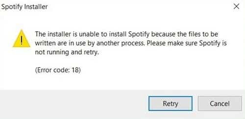 صورة لـ (تم حلها) كيفية إصلاح Spotify Error Code 18 : غير قادر على التثبيت | Spotify-error-DzTechs