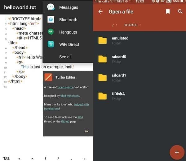 صورة لـ 5 من أفضل تطبيقات تحرير الأكواد الموصى بها لنظام Android | Turbo-Editor-Screenshots-DzTechs