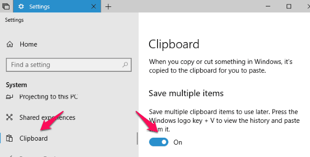 صورة لـ كيفية استخدام سجل الحافظة في نظام التشغيل Windows 10 | Windows10-enable-clipboard-DzTechs
