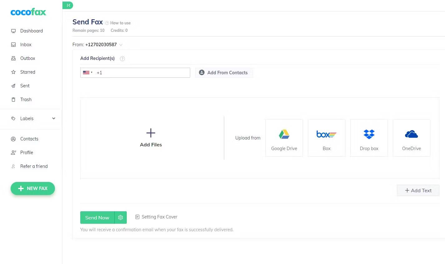 صورة لـ كيفية إرسال فاكس من الكمبيوتر الخاص بك مجانًا بكل سهولة وفعالية | cocofax-dashboard