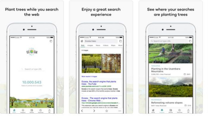 صورة لـ 5 تطبيقات بسيطة لمساعدتك على أن تصبح أكثر صداقة للبيئة | environment-apps-ecosia-DzTechs