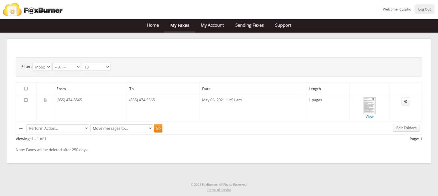 صورة لـ كيفية إرسال فاكس من الكمبيوتر الخاص بك مجانًا بكل سهولة وفعالية | faxburner-myfax-page