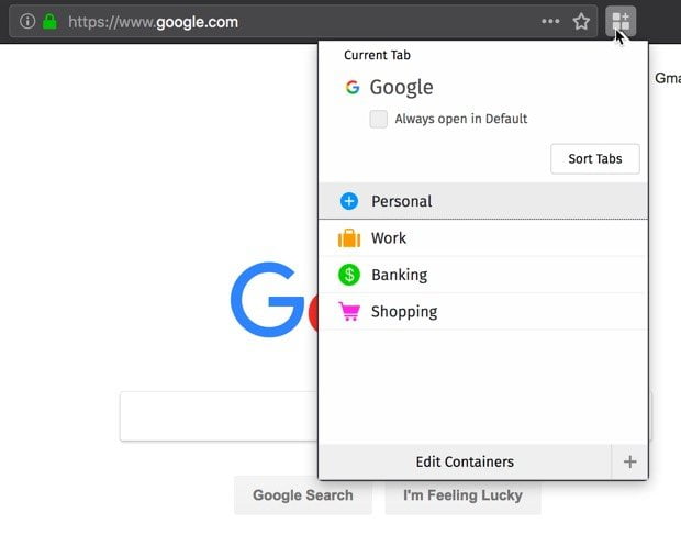 صورة لـ ما هي Firefox Containers وكيفية استخدامها لحماية خصوصيتك ؟ | firefox-containers-click-container-extension-icon-DzTechs