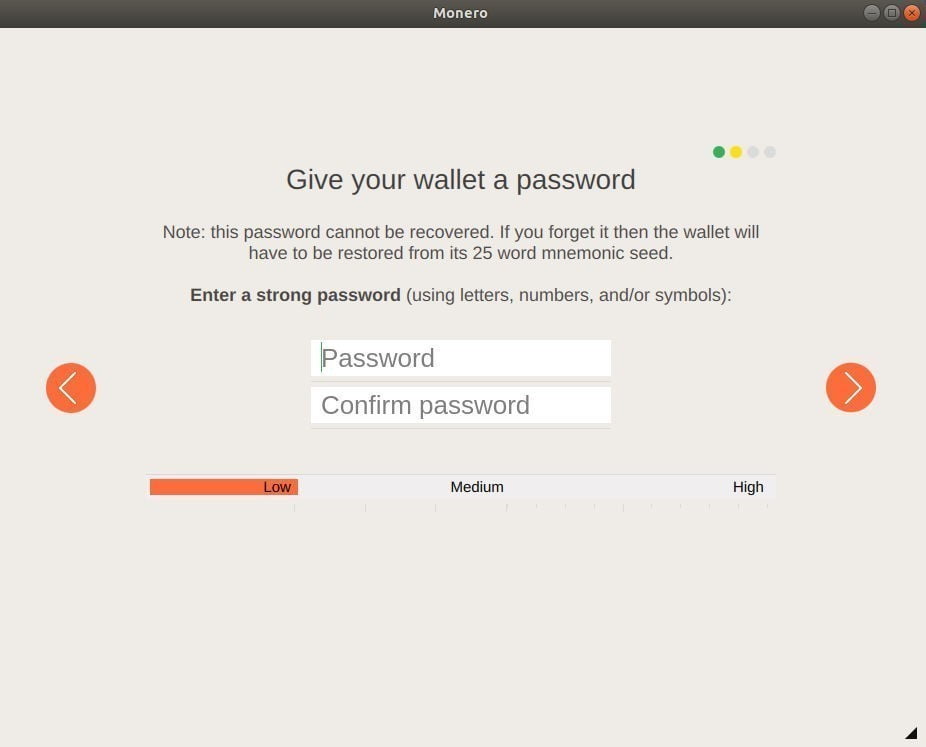 صورة لـ كيفية تعدين واستخدام العملة المشفرة Monero على نظام Linux | monero-wallet-create-pass-DzTechs